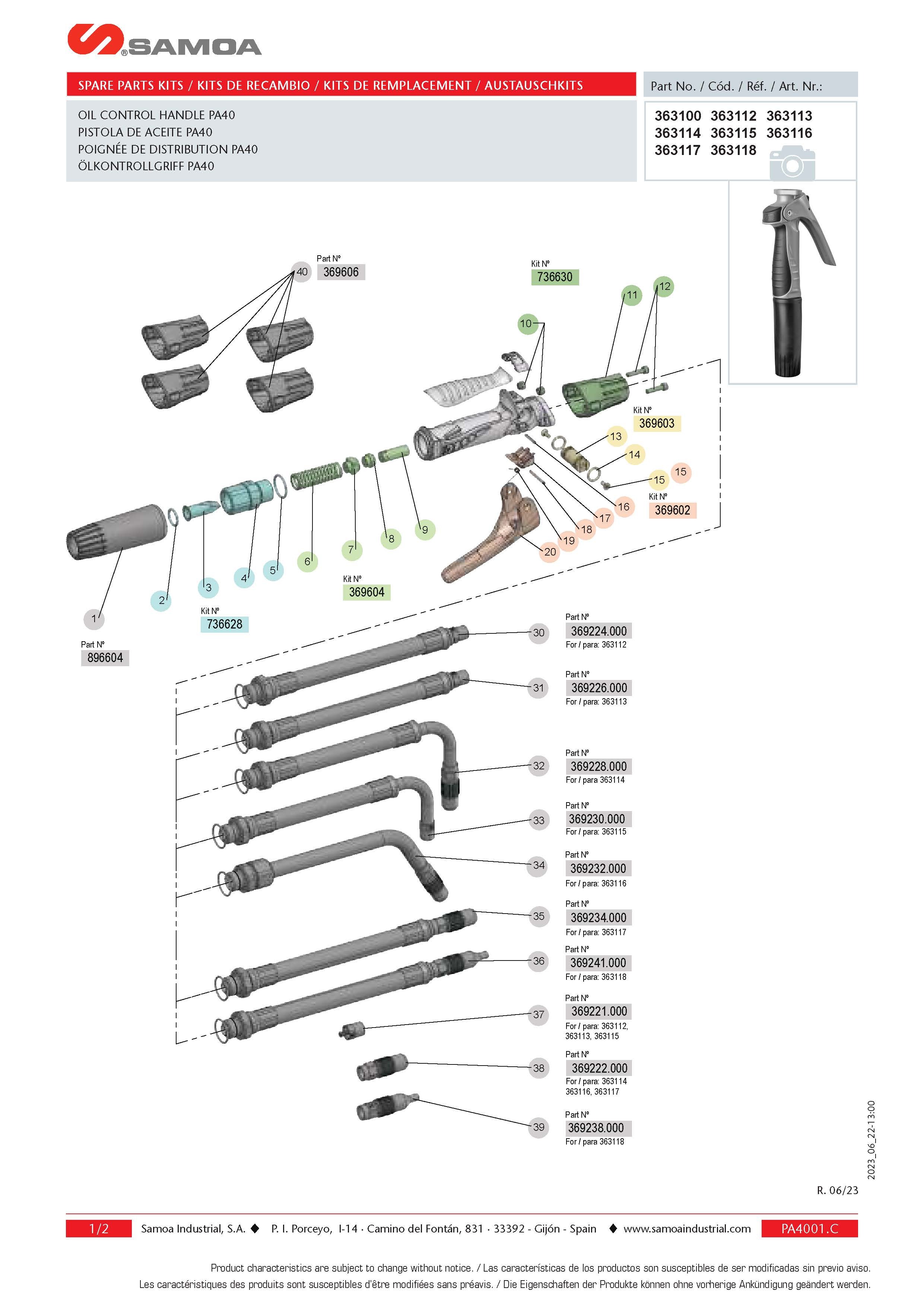3631XX - Spare Parts Listing 	3631XX - Spare Parts Listing